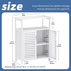 HITNET White Bathroom Cabinet, Bamboo Storage Cabinet Freestanding, Side Tall Storage Organizer for Kitchen Living Room Entryway