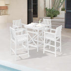 5 Pieces Adirondack Bar Chairs Set, HDPE Patio Bar Height Table and Chairs, Tall Adirondack Outdoor Bar Stools Set, HDPE Patio Bar Sets Furniture for Garden, Poolside, Bistro, Pearl