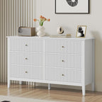 RoyalCraft White 6 Drawer Dresser for Bedroom, Fluted Painted Wood Chest of Drawers, Modern TV Stand Storage Cabinet for Living Room, Entryway, 47" W x 16" D x 32" H