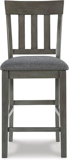 Signature Design by Ashley Hallanden Modern Farmhouse Counter Upholstered Barstool, Set of 2, Comb-back Design, Solid Wood, 25.75" , Dark Gray