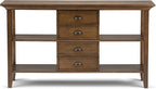 SIMPLIHOME Redmond Console Table - 54 Inch Wide Solid Wood Sofa Table in Rustic Natural Aged Brown, Transitional Storage Table for Entryway or Living Room with 4 Drawers and 4 Open Shelves