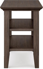 SIMPLIHOME Acadian 14-inch Wide Solid Wood Narrow End Table in Farmhouse Brown, Transitional-Style Side Table for Living Room, Bedroom, or Family Room with 2 Open Shelves