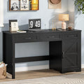 Farmhouse 59" Executive Desk,Computer Desk with 3 Drawers and Storage Cabinet,Workspace for Home Office and Study. Pure Black