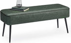 VASAGLE EKHO Collection - Bench for Entryway Bedroom, Synthetic Leather with Stitching, Ottoman Bench with Steel Legs, Living Dining Room, Mid-Century Modern, Loads 660 lb, Forest Green ULOM076C01