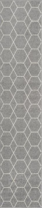 Unique Loom Trellis Frieze Collection Area Rug - Geometric (2' x 10' Runner, Light Gray/ Ivory)