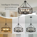 Rustic Chandeliers Farmhouse Chandelier Lighting for Dining Room,6-Light Close to Ceiling for Entryway Kitchen Island Foyer, Vintage Farmhouse Chandelier Lighting Fixture