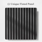 Fluted Nightstand Set of 2 with Charging Station, 23.6" Wood Bedside Table with Solid Wood Handle, Mid Century Moden End Table, 3 Drawer Dresser for Bedroom, Living Room, Black