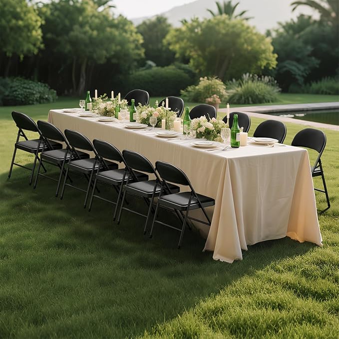 6 Pack Black Folding Chairs with Padded Cushion for Outside, Portable Stackable Commercial Metal Foldable Chairs with Steel Frame for Party Home Events Office Wedding, 350lbs Capacity