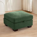 TEKAMON 27.5" Storage Ottoman, Square Footrest with Sponge Padded Seat, Chenille Fabric Step Stool for Sofa, Bedroom, Living Room, Entryway, Modern Change Shoes Stool, Wood Legs, (Green)