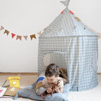 3 Sprouts Kids Play Tent - Sustainable Recycled Fabric – Fun Spacious Childs Playhouse for Indoor Games for Boys & Girls - Durable Fort Pop Up House for Toddlers & Children Age 3-10 - Gingham Blue