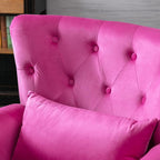 chairus Mid-Century Modern Accent Chair Comfy Tufted Single Sofa Chair Wingback Armchair with Pillow for Club, Living Room, Bedroom - Velvet, Rose