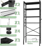 Over-The-Toilet Storage Rack 4-Tier,Bathroom Organizer Shelf Over Toilet,Adjustable Wooden Shelves and Basket,Freestanding Above Toilet Shelf,Space Saver for Rooms(Black Rack-Black Shelves)