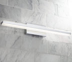 Possini Euro Design Eloe Mid Century Modern Wall Mount Light LED Chrome Silver Hardwired 31 1/4" Wide Light Bar Shade Fixture Painted White Glass for Bathroom Vanity Mirror House Home Room Decor