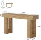 Tribesigns 63" Farmhouse Console Table, Natural Wooden Sofa Table Rectangular Accent Console for Entryway, Hallway & Living Room (Natural)