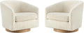 CHITA Swivel Accent Chair Set of 2, FSC Certified Upholstered Fabric Barrel Chair for Living Room, Fully Assembled, Cream