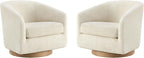 CHITA Swivel Accent Chair Set of 2, FSC Certified Upholstered Fabric Barrel Chair for Living Room, Fully Assembled, Cream
