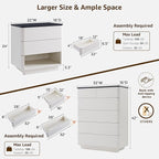 ACCOHOHO Modern Bedroom Set, 3 Pieces Bedroom Furniture Set, Wood 6 Drawer Dresser and Nightstands Set of 2, Chest of Drawers Wide Storage Organizer Cabinet for Bedroom, White