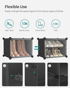 SONGMICS Shoe Rack Organizer, 8-Tier Shoe Storage Cabinet for Closet and Entryway, Holds 32 Pairs of Shoes, Adjustable, Ink Black and Trasparent ULPC034B01