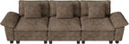 123" Cloud Modular Sectional Sofa, 3-Seater w/Deep Seat & Removable Arms, Plush Chenille for Living Room - Taupe