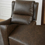 Pushback Recliner Chair, PU Leather Push Back Armchair, Upholstered Recliner Chair 105-135 Degree Adjustable, Retro Accent Chair for Living Room Bedroom - Brown