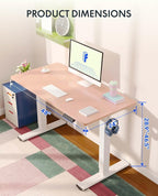 FLEXISPOT EN1 Pink Standing Desk 48"x24" White Frame, One-Piece Electric Height Adjustable Desk for Women — Ideal for Home Office, Study, or Beauty Space, Smooth Lift & Easy Assembly