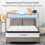 12 Inch King Hybrid Mattress – Medium Firm, Memory Foam & Responsive Pocket Springs, Enhanced Edge Support, Motion Isolation, Pressure Relief, Eco-Friendly, Compressed for Easy Setup