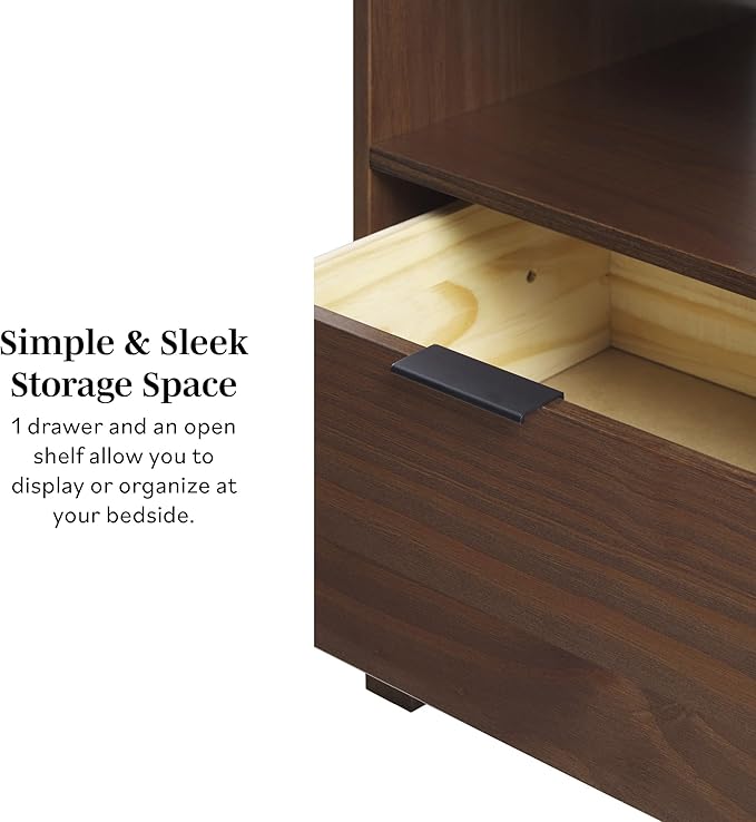 Elias Modern Curved-Frame Solid Wood Nightstand