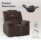 FLEXISPOT Massage Swivel Rocker Recliner Chair for Adults, Rocking Chair Nursery with Massage and Heat, USB Charging Port, 360° Swivel Recliner for Living Room Bedroom Nursery, Brown (XRC2)