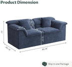 88" Sofa with Deep Seats Oversize, 3 Seater Cloud Couches, Upholstered Corduroy Couch for Living Room Bedroom, No Assembly Required, Blue
