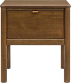 Babyletto Bondi Assembled Nightstand for Kids Bedroom - GREENGUARD Gold Certified Modern Boho Bedside Table with Storage Drawer & Vegan Leather Pull - Versatile Wood Night Stand for Kids & Guest Rooms