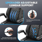 Heavy Duty High-Back Office Chair, Ergonomic Home Computer Chair with Lumbar Support & Tilt Lock, Big and Tall Executive Office Chairs for Work, Black