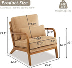 Karl home Mid-Century Modern Accent Chair, Living Room Chairs with Pillow Upholstered Lounge Armchair with Solid Wood Frame & Soft Cushion for Bedroom, Reading Room, Corduroy Khaki (Low Back)