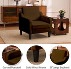 Accent Chair for Living Room, Modern Velvet Living Room Chairs with Wide Backrest, Upholstered Comfy Chair with Cushion, Oversized Sofa Chairs with Wood Legs, Single Armchairs, Brown