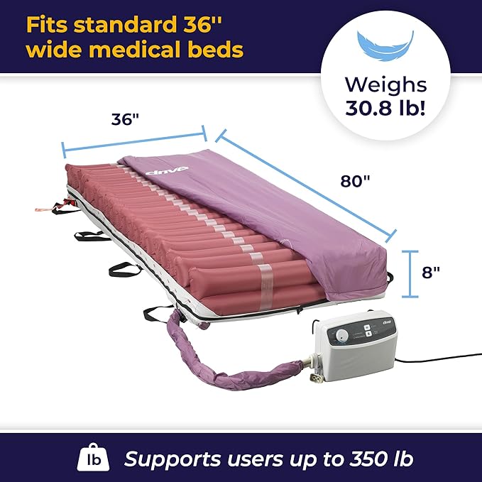 Drive Medical 14027 Med-Aire Low Air Loss Mattress Replacement System with Alternating Pressure, Dark Purple
