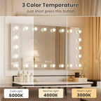 WTTY LED Bathroom Mirror with Lights 96"x36" Hollywood Wall-Mounted Mirror with 3 Color Temperatures, Stepless Dimmable Bulbs, Anti-Fog & Shatter-Proof