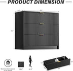 Black Dresser for Bedroom, Modern Dresser with 3 Drawers and Smooth Slides, Wide Chest of Drawers with Golden Handles for Bedroom, Living Room, Closet, 15.7" D x 31.5" W x 29.6" H