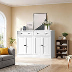 49" White Buffet Cabinet with Doors & Drawers, Modern Kitchen Storage Sideboard, Coffee Bar Console for Dining Room, Living Room, Entryway