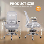 HYLONE 400lbs Drafting Chair,Adjustable High Back Computer Office Chair with Lumbar Support Standing Desk Chair Heavy Duty Big Tall Drafting Stool for Artists with Adjustable Footrest