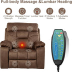 Oversized Lift Recliner Chairs for Elderly, 26in Extra Wide Power Chair with Massaga and Heating, Large Electric Lay Flat Recliners Sofa for Big and Tall Adult Lounging, Velvet Brown