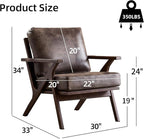 INZOY Mid-Century Modern Accent Chair Set of 2, Breathable PU Leather Living Room Chair and Soft Thick Padded Armchair for Living Room Bedroom Reception with Removable Upholstered Cushions, Dark Grey