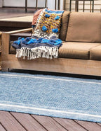Unique Loom Outdoor Border Collection Area Rug - Soft Border (3' 3" x 5' 3" Rectangle, Blue/ Ivory)