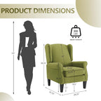 Accent Chair, Modern Living Room Chairs with Wingback, Comfy Upholstered High Back Single Sofa for Bedroom, Mid-Century Reading Armchair Sillas para Sala