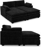 Belffin Large Modular Sectional Sofa with Deep Chaise, 73.6" Corduroy L Shaped Couch with 9" Soft Dual-Layer Seats Cushion for Living Room, Apartment, Black