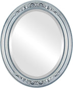 OVALCREST Oval Beveled Wall Mirror for Home Decor - Florence Style - Silver Leaf with Black Antique - 34" x 24"