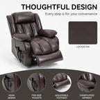 Luxlen Electric Power Lift Recliner Chair with Vibration Massage and Heat, Faux Leather Reclining Chairs for Elderly with Remote Controls, Side Pockets, Big and Tall Recliner, Brown