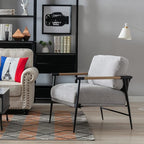 DUOMAY Mid-Century Modern Accent Chair Armchair, Soft Linen Fabric Sofa Lounge Chair Reading Chair with Metal Leg for Living Room Bedroom Office, Grey