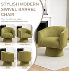 Swivel Accent Chair, Modern 360° Swivel Barrel Chair, Corduroy Upholstered Single Sofa for Living Room, Bedroom(Mint Green)