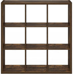 Furinno Cubicle Book Shelf, 9-Cube Thick Frame Bookshelf, Reversible Bookcase with Open Back, 14.6 x 43.8 x 43.8, for Living Room, Bedroom, Home Office, Amber Pine