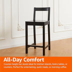 Amazon Basics Wooden Bar Stool with Backrest 24", Black, 1 Unit