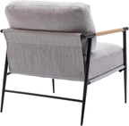 DUOMAY Mid-Century Modern Accent Chair Armchair, Soft Linen Fabric Sofa Lounge Chair Reading Chair with Metal Leg for Living Room Bedroom Office, Grey